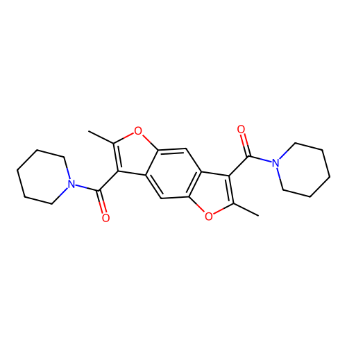 (2,6-Dimethylbenzo[1,2-b:4,5-b']difuran-3,7-diyl)bis(piperidin-1-ylmethanone) structure