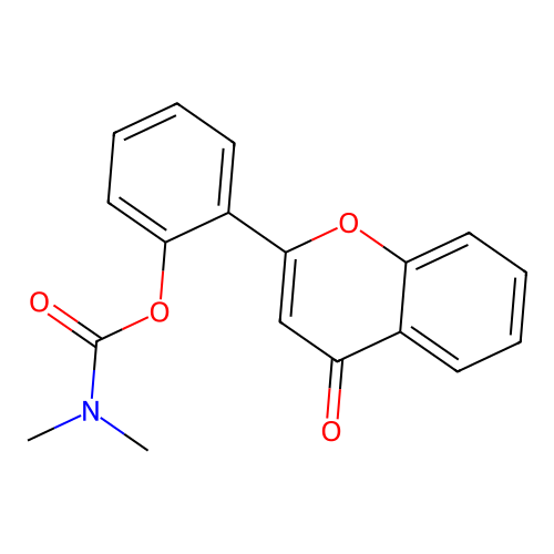 2-(4-oxo-4H-chromen-2-yl)phenyl dimethylcarbamate structure