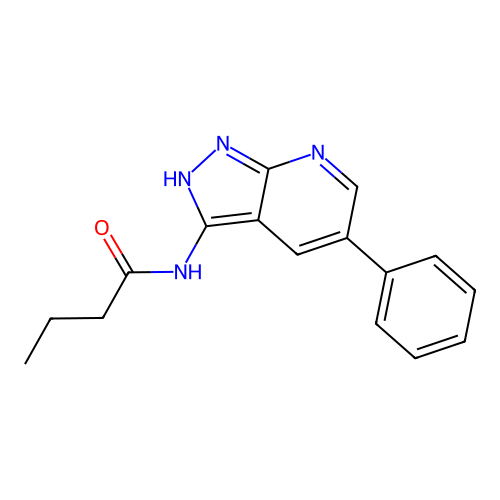 N-(5-phenyl-2H-pyrazolo[3,4-b]pyridin-3-yl)butanamide structure