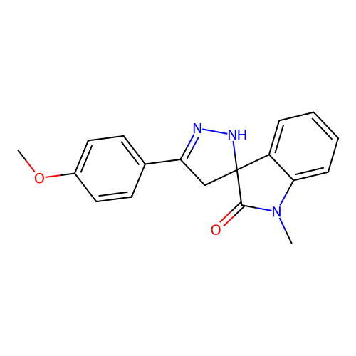 Spiro[3H-indole-3,3'-[3H]pyrazol]-2(1H)-one, 2',4'-dihydro-5'-(4-methoxyphenyl)-1-methyl- structure