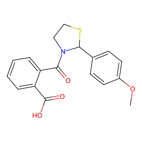 2-[2-(4-Methoxyphenyl)-1,3-thiazolidine-3-carbonyl]benzoic acid structure