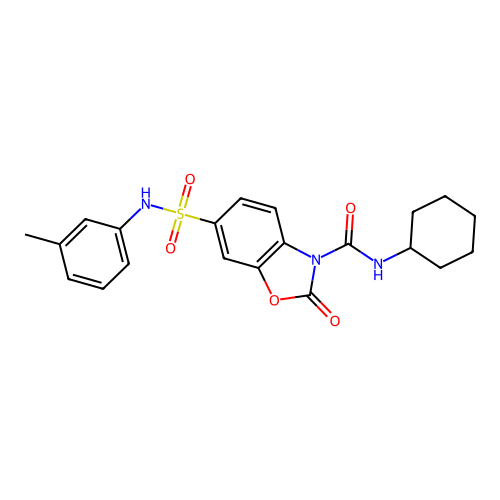 N-cyclohexyl-2-oxo-6-(N-(m-tolyl)sulfamoyl)benzo[d]oxazole-3(2H)-carboxamide structure