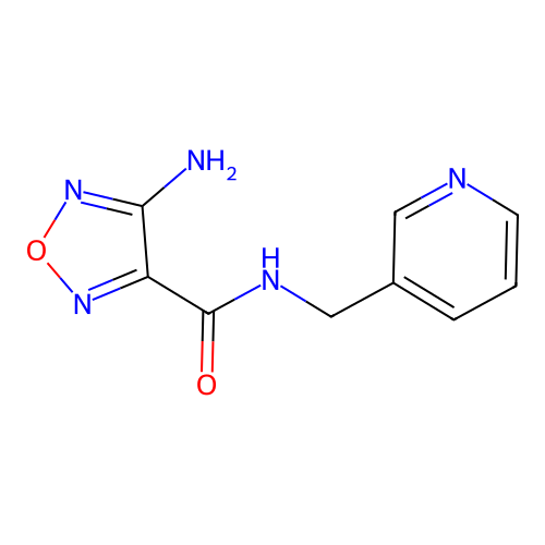 4-amino-N-(pyridin-3-ylmethyl)-1,2,5-oxadiazole-3-carboxamide structure