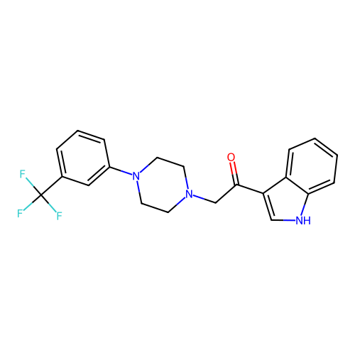 1-(1H-indol-3-yl)-2-(4-(3-(trifluoromethyl)phenyl)piperazin-1-yl)ethanone structure