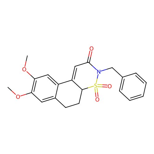 3-Benzyl-8,9-dimethoxy-5,6-dihydro-3H-naphtho[1,2-E][1,2]thiazin-2(4ah)-one 4,4-dioxide structure