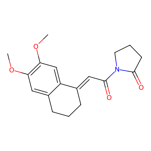 1-[2-(6,7-dimethoxy-3,4-dihydro-2H-naphthalen-1-ylidene)acetyl]pyrrolidin-2-one structure