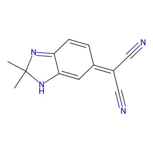 2-(2,2-dimethyl-3H-benzoimidazol-5-ylidene)-propanedinitrile structure