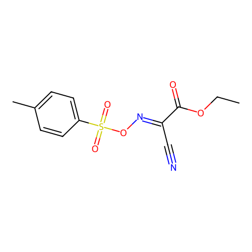 ethyl (2E)-2-cyano-2-(4-methylphenyl)sulfonyloxyiminoacetate structure