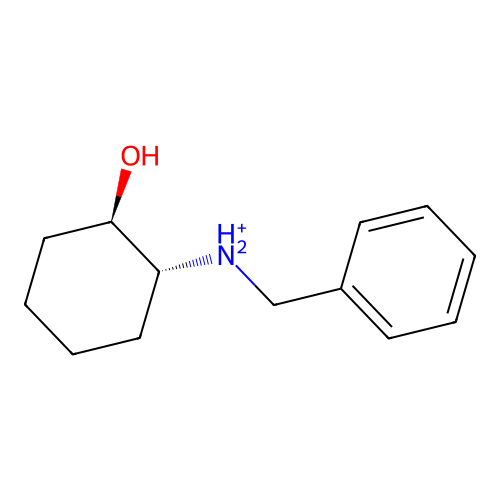 (1R,2R)-N-benzyl-2-hydroxycyclohexan-1-aminium structure
