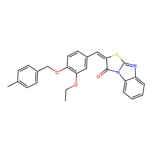 (2E)-2-[[3-ethoxy-4-[(4-methylphenyl)methoxy]phenyl]methylidene]-[1,3]thiazolo[3,2-a]benzimidazol-1-one structure