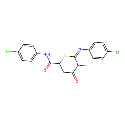 (2Z)-N-(4-chlorophenyl)-2-[(4-chlorophenyl)imino]-3-methyl-4-oxo-1,3-thiazinane-6-carboxamide structure