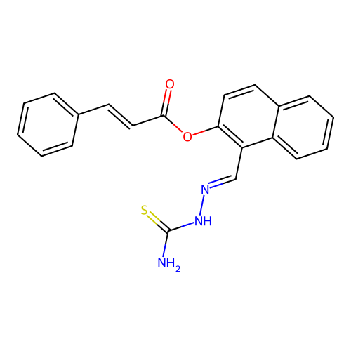 1-((E)-(2-carbamothioylhydrazono)methyl)naphthalen-2-yl cinnamate structure