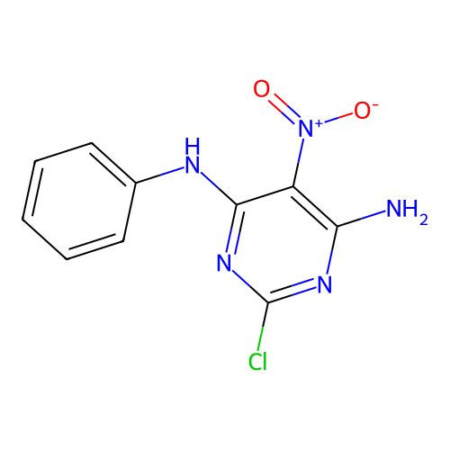 2-chloro-5-nitro-N-phenylpyrimidine-4,6-diamine structure