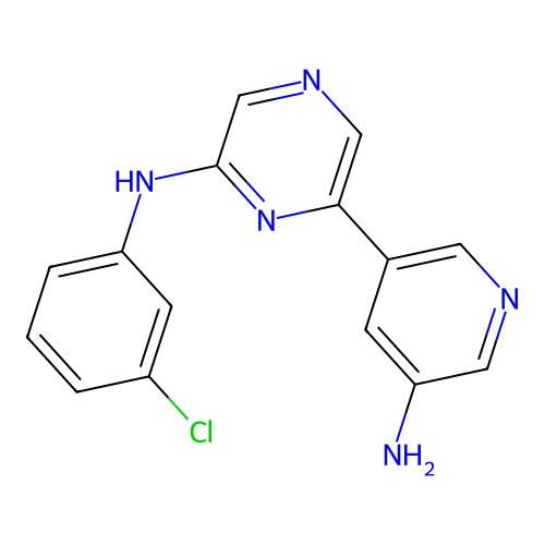 6-(5-aminopyridin-3-yl)-N-(3-chlorophenyl)pyrazin-2-amine structure