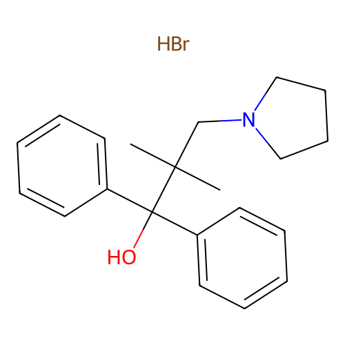 1-Pyrrolidinepropanol, beta,beta-dimethyl-alpha,alpha-diphenyl-, hydrobromide structure