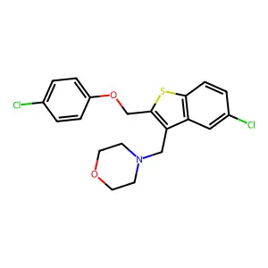 4-[[5-Chloro-2-[(4-chlorophenoxy)methyl]-1-benzothiophen-3-yl]methyl]morpholine structure