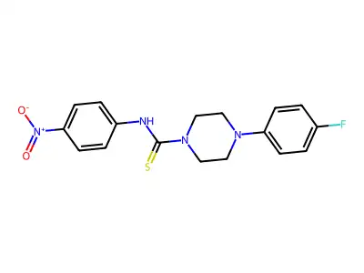 4-(4-fluorophenyl)-N-(4-nitrophenyl)piperazine-1-carbothioamide structure