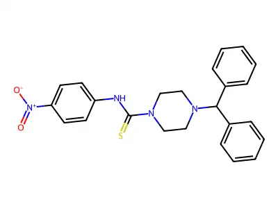 4-benzhydryl-N-(4-nitrophenyl)piperazine-1-carbothioamide structure
