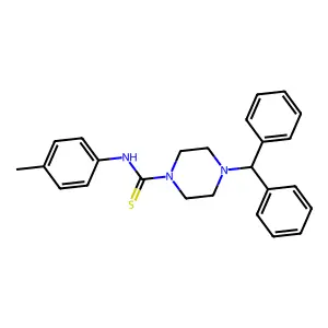 4-benzhydryl-N-(4-methylphenyl)piperazine-1-carbothioamide structure