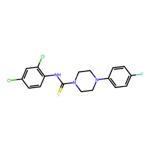 N-(2,4-dichlorophenyl)-4-(4-fluorophenyl)piperazine-1-carbothioamide structure