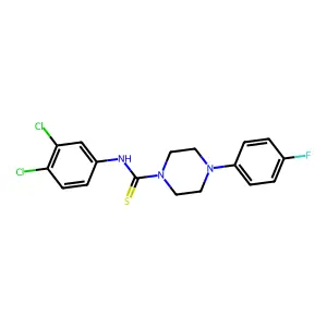 N-(3,4-dichlorophenyl)-4-(4-fluorophenyl)piperazine-1-carbothioamide structure