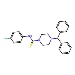 4-benzhydryl-N-(4-fluorophenyl)piperazine-1-carbothioamide structure