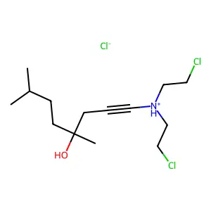 2-Octyn-4-ol, 1-(bis(2-chloroethyl)amino)-4,7-dimethyl-, hydrochloride structure
