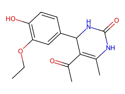 2(1H)-Pyrimidinone, 5-acetyl-4-(3-ethoxy-4-hydroxyphenyl)-3,4-dihydro-6-methyl- structure