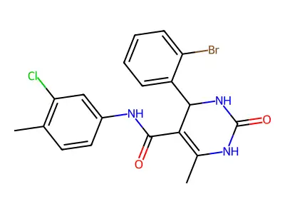 4-(2-bromophenyl)-N-(3-chloro-4-methylphenyl)-6-methyl-2-oxo-1,2,3,4-tetrahydropyrimidine-5-carboxamide structure