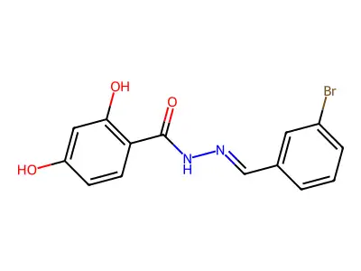 N-[(3-bromophenyl)methylideneamino]-2,4-dihydroxybenzamide structure