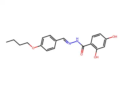 N-[(4-butoxyphenyl)methylideneamino]-2,4-dihydroxybenzamide structure