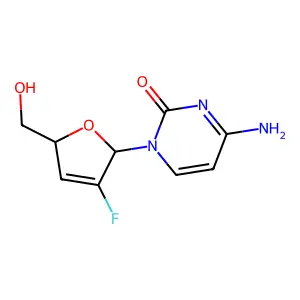 1-(2,3-Dideoxy-2-fluoro-alpha-D-glycero-pent-2-eno-furanosyl)cytosine structure