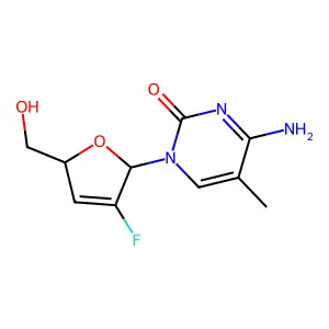 1-(2,3-Dideoxy-2-fluoro-alpha-D-glycero-pent-2-eno-furanosyl)5-methylcytosine structure