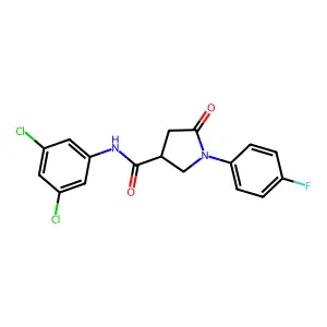 N-(3,5-dichlorophenyl)-1-(4-fluorophenyl)-5-oxopyrrolidine-3-carboxamide structure
