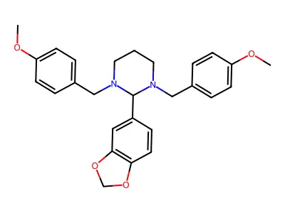 2-(1,3-Benzodioxol-5-yl)-1,3-bis[(4-methoxyphenyl)methyl]-1,3-diazinane structure