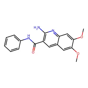 2-amino-6,7-dimethoxy-N-phenylquinoline-3-carboxamide structure