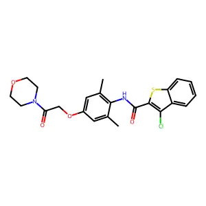 3-chloro-N-[2,6-dimethyl-4-(2-morpholin-4-yl-2-oxoethoxy)phenyl]-1-benzothiophene-2-carboxamide structure
