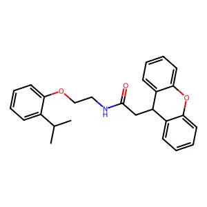 N-[2-(2-propan-2-ylphenoxy)ethyl]-2-(9H-xanthen-9-yl)acetamide structure