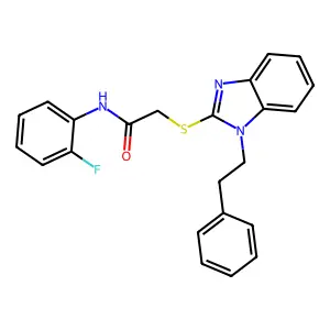 N-(2-Fluoro-phenyl)-2-(1-phenethyl-1H-benzoimidazol-2-ylsulfanyl)-acetamide structure