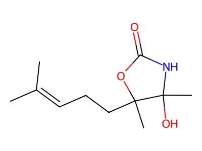 4-Hydroxy-4,5-dimethyl-5-(4-methylpent-3-en-1-yl)oxazolidin-2-one structure