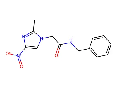 N-benzyl-2-(2-methyl-4-nitroimidazol-1-yl)acetamide structure