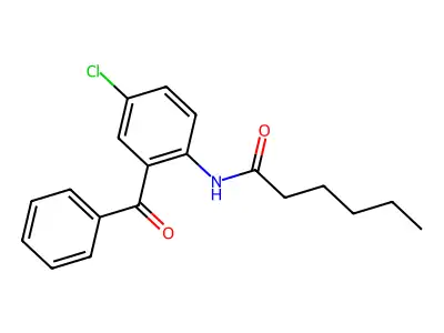 N-(2-benzoyl-4-chlorophenyl)hexanamide structure