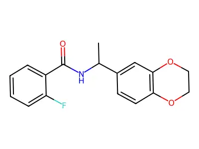 N-[1-(2,3-dihydro-1,4-benzodioxin-6-yl)ethyl]-2-fluorobenzamide structure