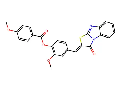 2-Methoxy-4-[(3-oxothiazolo[3,2-a]benzimidazol-2(3H)-ylidene)methyl]phenyl 4-methoxybenzoate structure
