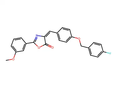 (4E)-4-[[4-[(4-fluorophenyl)methoxy]phenyl]methylidene]-2-(3-methoxyphenyl)-1,3-oxazol-5-one structure