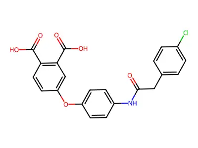 4-(4-{[(4-Chlorophenyl)acetyl]amino}phenoxy)benzene-1,2-dicarboxylic acid structure