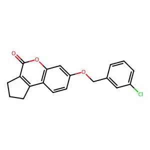 7-[(3-chlorobenzyl)oxy]-2,3-dihydrocyclopenta[c]chromen-4(1H)-one structure