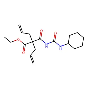 Malonamic acid, N-(cyclohexylcarbamoyl)-2,2-diallyl-, ethyl ester structure