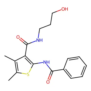 2-benzamido-N-(3-hydroxypropyl)-4,5-dimethylthiophene-3-carboxamide structure