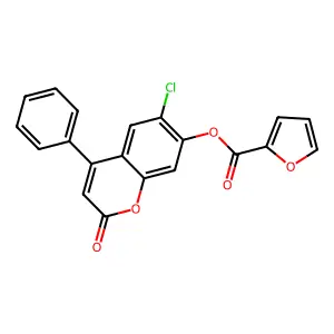 6-chloro-2-oxo-4-phenyl-2H-chromen-7-yl furan-2-carboxylate structure